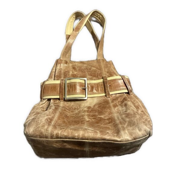 wilsons leather pelle studio Shoulder bag beige buckle Distressed Camel Brown - Picture 1 of 4